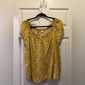 Old Navy Yellow Floral Peasant Top